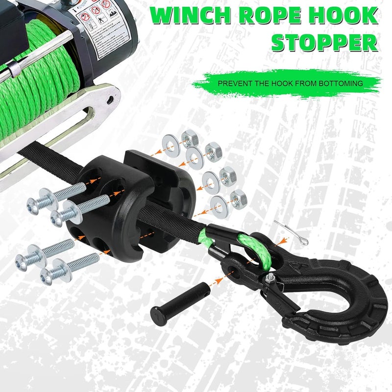 Aomifunny Synthetic Winch Rope,1/4" x 50 ft 10000Lbs Winch Rope Line, Synthetic Winch Cable with Protective Sleeve+Winch Hook+Safety Pull Strap for Offroad Vehicle ATV UTV SUV (Green) - Image 5